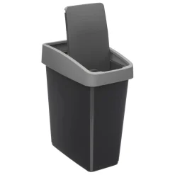3S. x Home Poubelle 2 ouvertures plastique 45L gris New