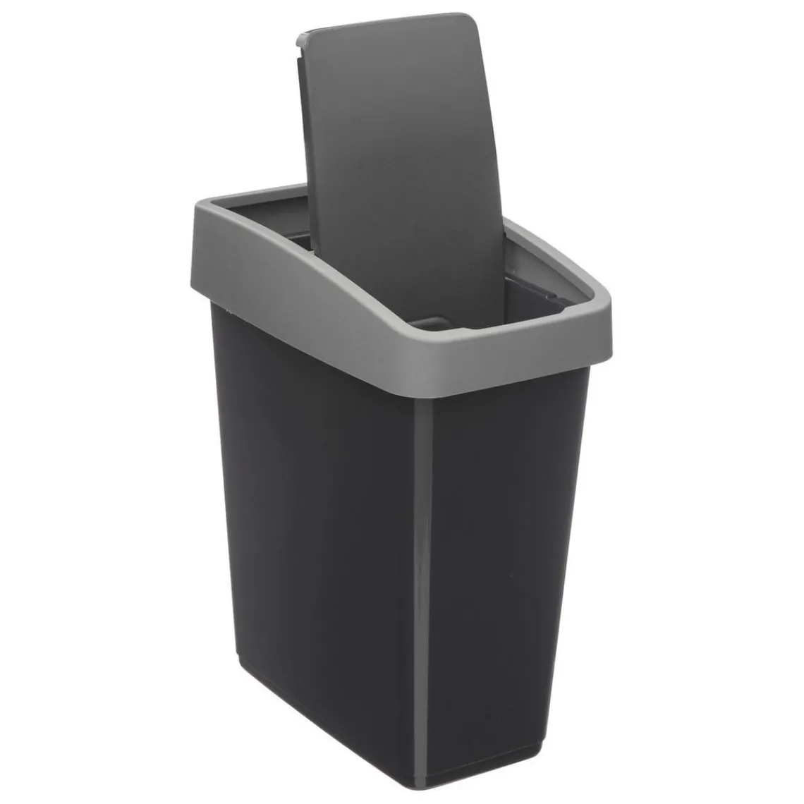 3S. x Home Poubelle 2 ouvertures plastique 45L gris New