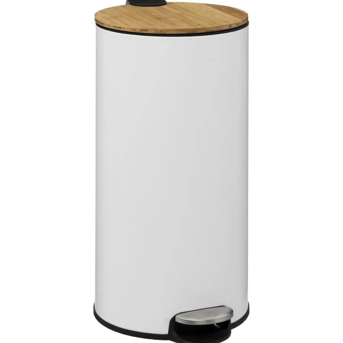 3S. x Home Poubelle couvercle bambou 30L Blanc Sale