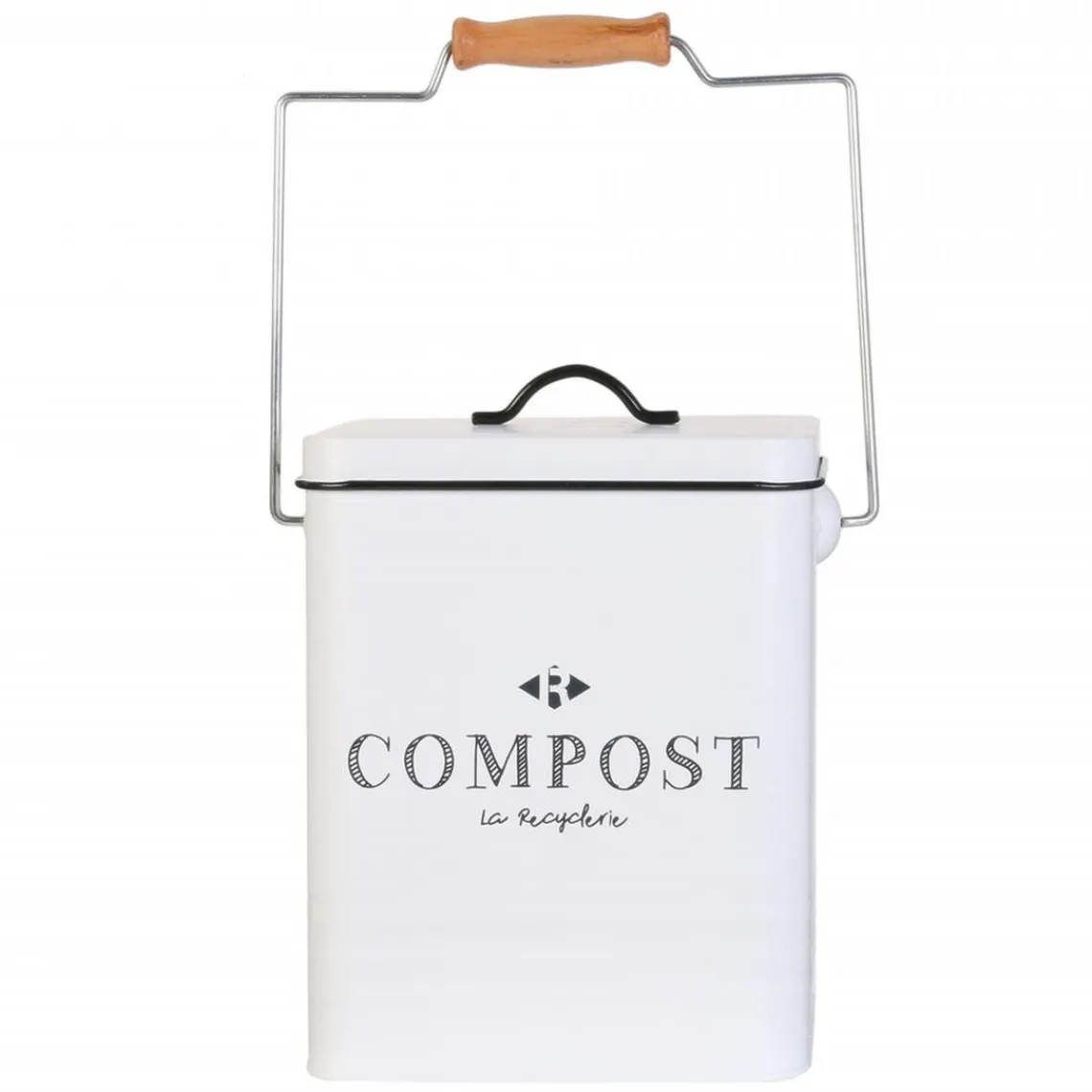 3S. x Home Poubelle de compostage blanc en métal et bois 5l COMPOX Hot