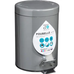 3S. x Home Poubelle grise en métal 3L New