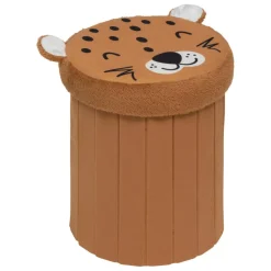 3S. x Home Pouf-coffre enfant léopard pliant Orange Online