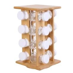 3S. x Home Presentoir a epices 16 pots en bambou MARLER Outlet