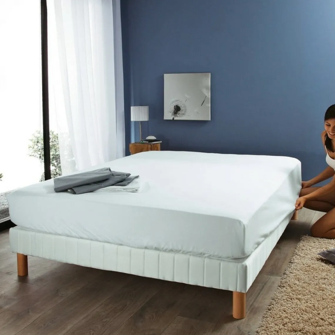 Selenia Protège-matelas forme drap-housse en jersey extensible - Blanc Best