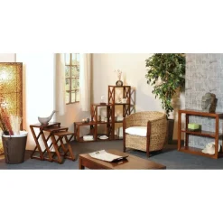 Macabane Rangement 4 cases avec croisillons en bois mindi - EDEN Best