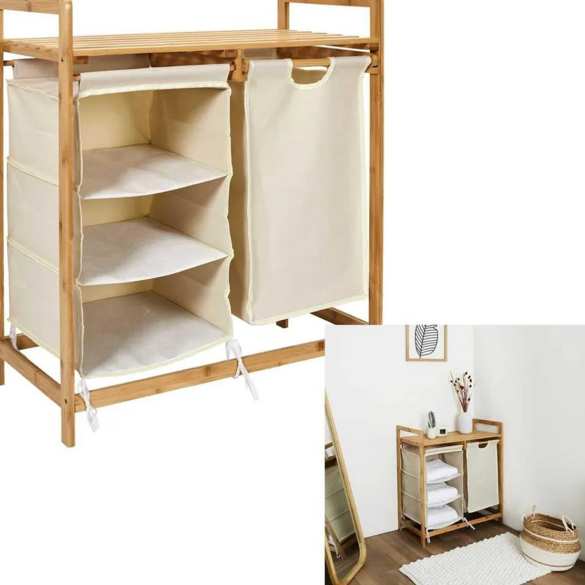 3S. x Home Rangement Compartiments avec Support en Bambou Online