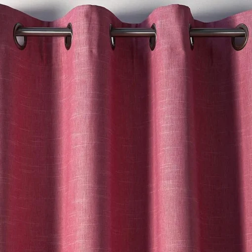 Becquet Rideau à oeillets unis occultants thermiques aspect chambray - Rose Hot