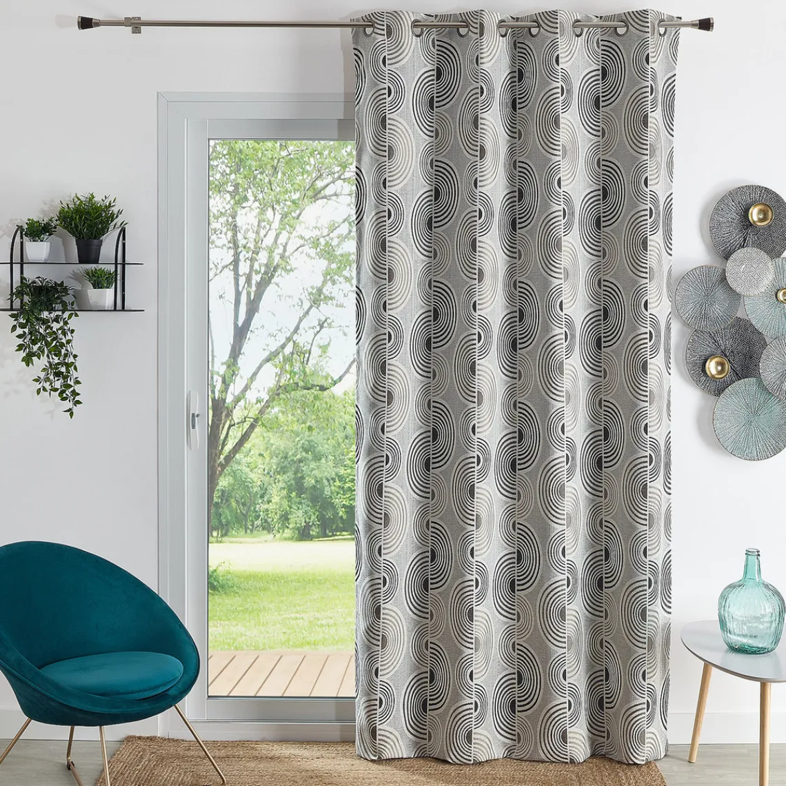3S. x Home Rideau ameublement jacquard 140x260 OYA - Noir Clearance