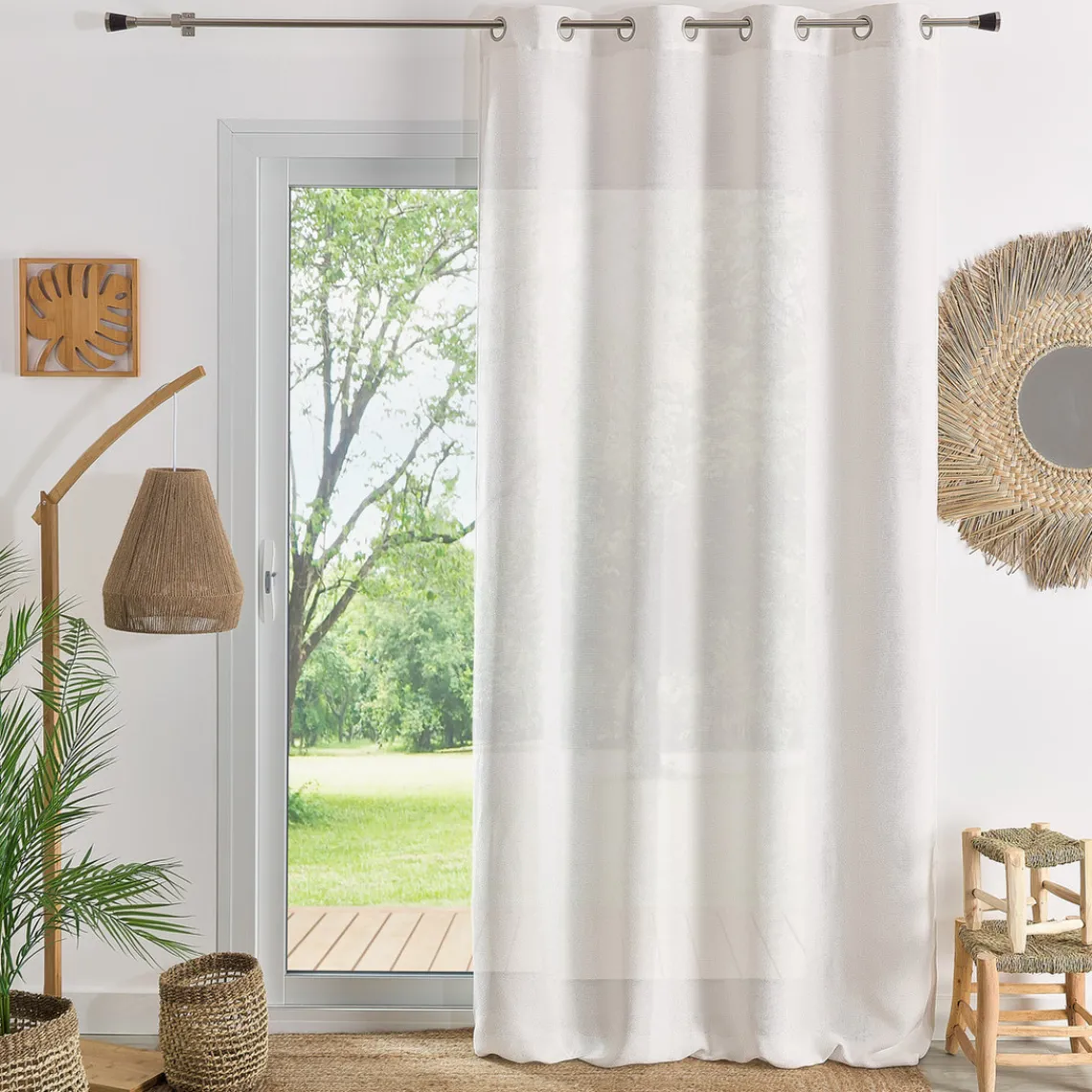 3S. x Home Rideau ameublement uni natte 140x260 NATURO - Blanc Sale
