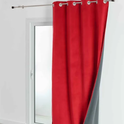 3S. x Home Rideau d'Ameublement Velours Double Polaire 135x280 cm VELVETA - Rouge Outlet