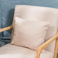 3S. x Home Rocking chair en bois massif et en tissu de couleur beige New