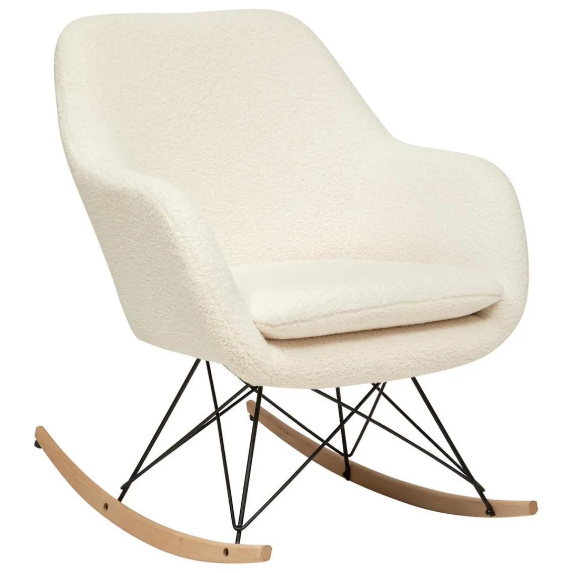 3S. x Home Rocking-chair en bouclette blanc Discount