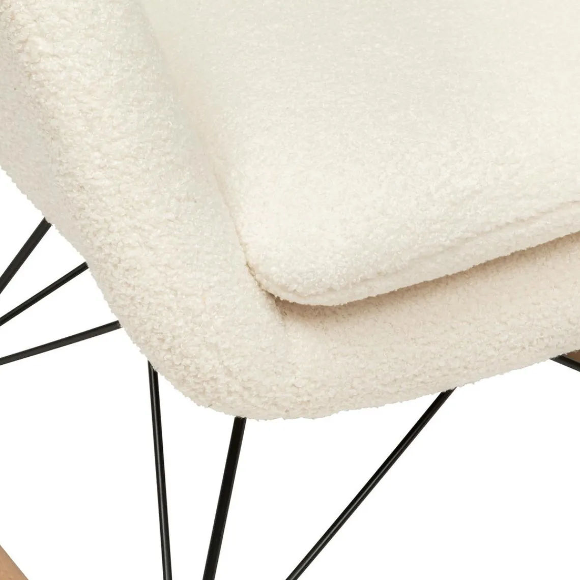 3S. x Home Rocking-chair en bouclette blanc Discount