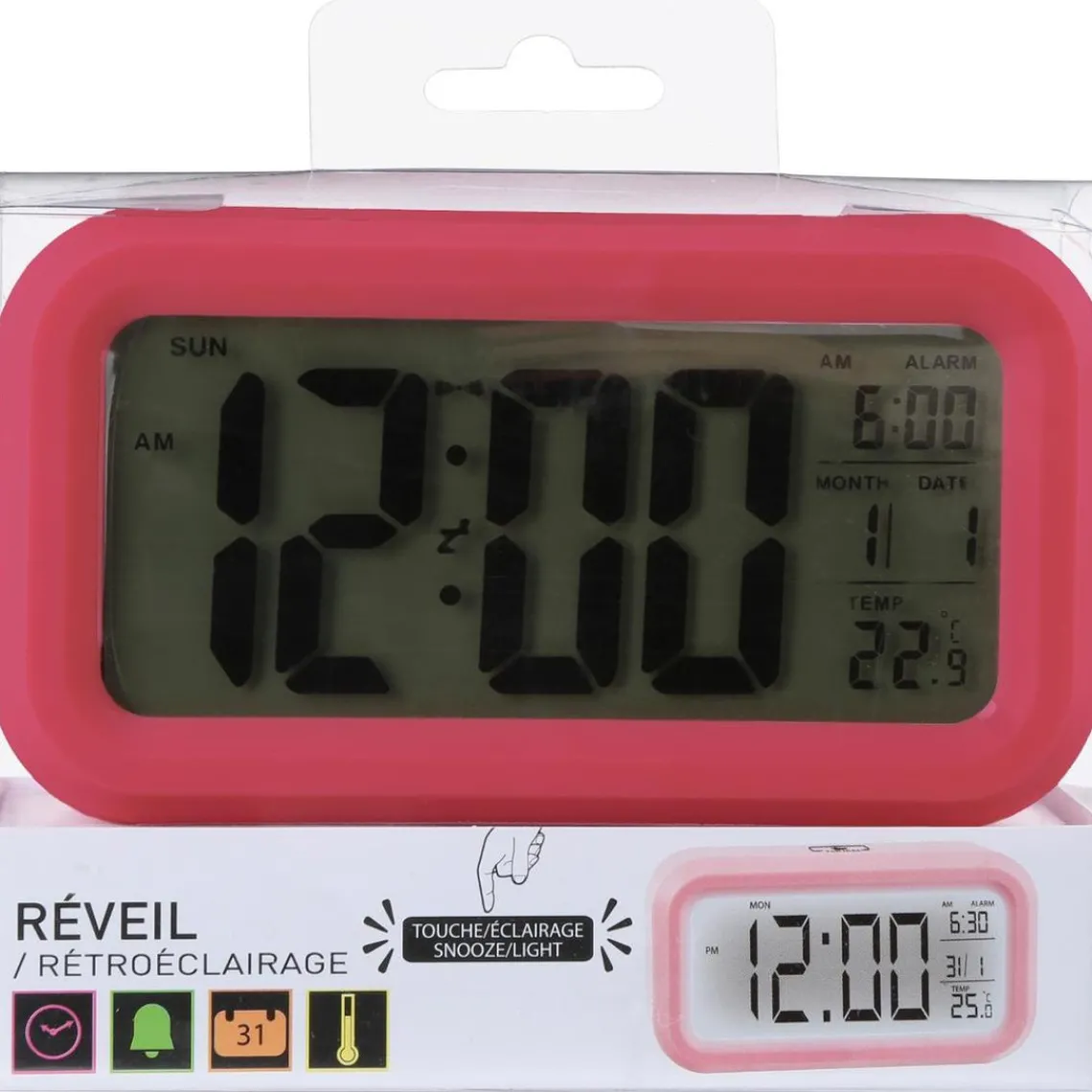 3S. x Home Réveil touch digital bordeaux Outlet