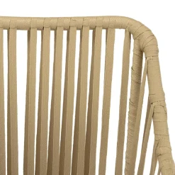 Macabane Salon de jardin 2 personnes Table carrée et 2 fauteuils beiges et noirs en cordage Discount