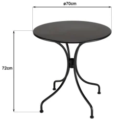Macabane Salon de jardin 2 personnes Table ronde 70x70cm et 2 fauteuils gris et noirs en cordage Best