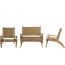 Macabane Salon de jardin 4 places acacia huilé et rotin synthétique VICK Best