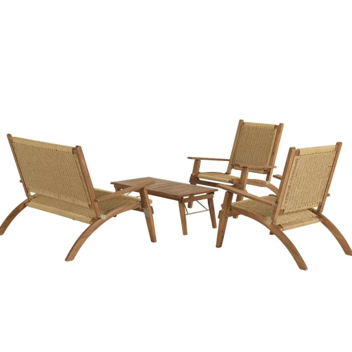 Macabane Salon de jardin 4 places acacia huilé et rotin synthétique VICK Best