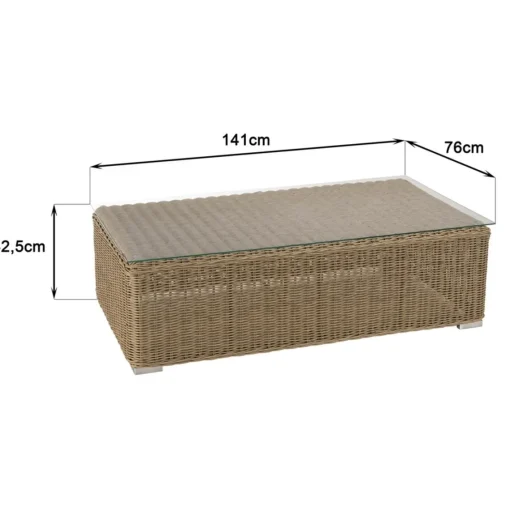 Macabane Salon de jardin 5 places en rotin synthétique taupe KALLY Beige Hot