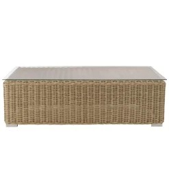 Macabane Salon de jardin 5 places en rotin synthétique taupe KALLY Beige Hot