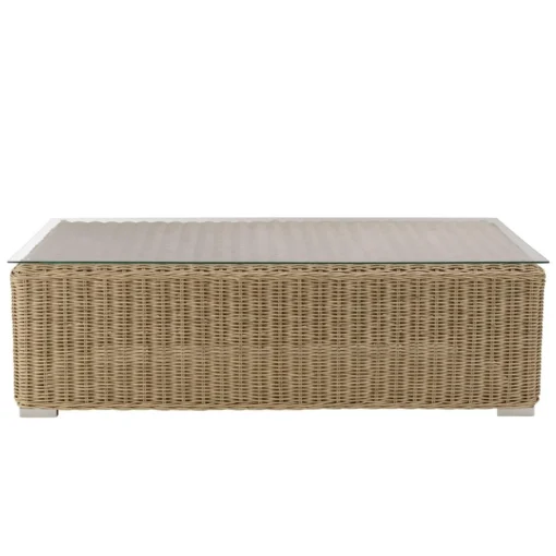 Macabane Salon de jardin 5 places en rotin synthétique taupe KALLY Beige Hot