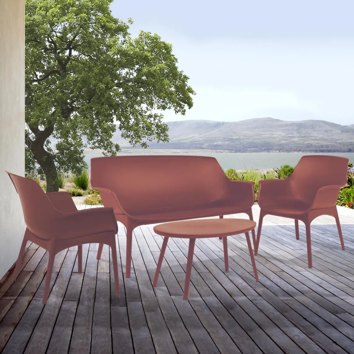 Factory Salon De Jardin 4 Places orangé / Brun Rosé Spirit Garden SACHA Rouge Best