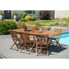 Macabane SALON DE JARDIN EN BOIS TECK HUILE 8/10 pers : Ensemble de jardin - 1 Table rectangulaire extensible 180*240/100 cm et 6 chaises Hot
