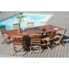 Macabane SALON DE JARDIN EN BOIS TECK 10/12 pers - Ensemble de jardin - 1 Table rectangulaire extensible 200/300*120 cm et 8 chaises Online