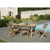 Macabane SALON DE JARDIN EN BOIS TECK 6/8 pers - Ensemble de jardin-1 Table rectangulaire 180*90 cm avec 6 chaises textilène taupe Online