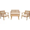 3S. x Home Salon de jardin en rotin et bois massif avec tissu beige TEMUCO style scandinave Best
