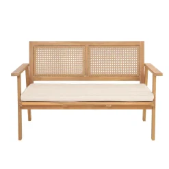 3S. x Home Salon de jardin en rotin et bois massif avec tissu beige TEMUCO style scandinave Best