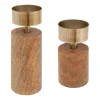 3S. x Home Set de 2 bougeoirs en bois Clearance