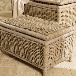 Macabane Set de 2 coffres de rangement rectangulaires en kubu naturel KALLY Discount