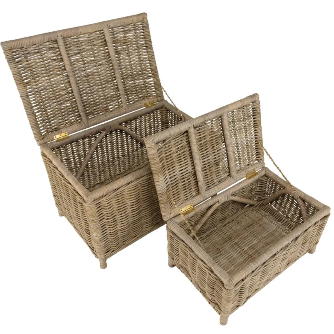 Macabane Set de 2 coffres de rangement rectangulaires en kubu naturel KALLY Discount