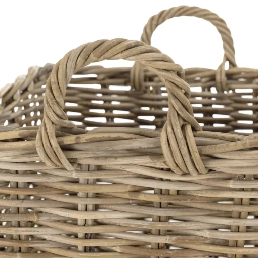Macabane Set de 3 paniers de rangement carrés en kubu naturel KALLY Outlet