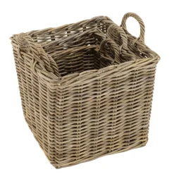 Macabane Set de 3 paniers de rangement carrés en kubu naturel KALLY Outlet