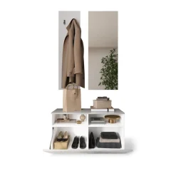 3S. x Home Set de Meuble d'entrée Villaricca coloris blanc serigraphie Miroir L91 cm Hot