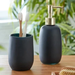 Becquet Set gobelet et distributeur de savon liquide en verre CLARION teinte noire Best
