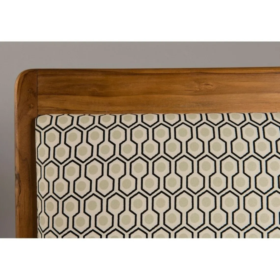 Macabane Sofa en teck et coton imprimé hexagones Scandi Sale