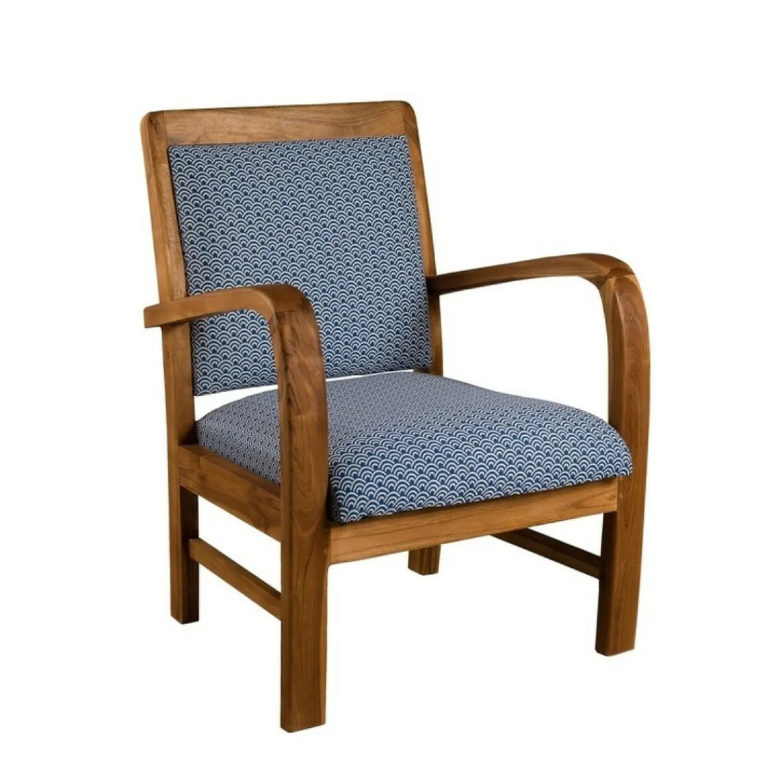 Macabane Sofa en teck et coton imprimé japonais Scandi - imprimé Discount