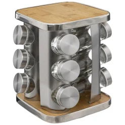 3S. x Home Support à épices x12 rotatif inox bambou Online