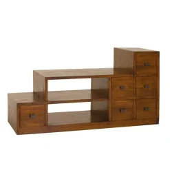 Macabane Support TV en escalier 2 niches 6 portes en bois midi Outlet
