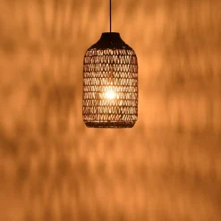 Macabane Suspension en abaca couleur naturelle et teck recyclé SIXTINE Best