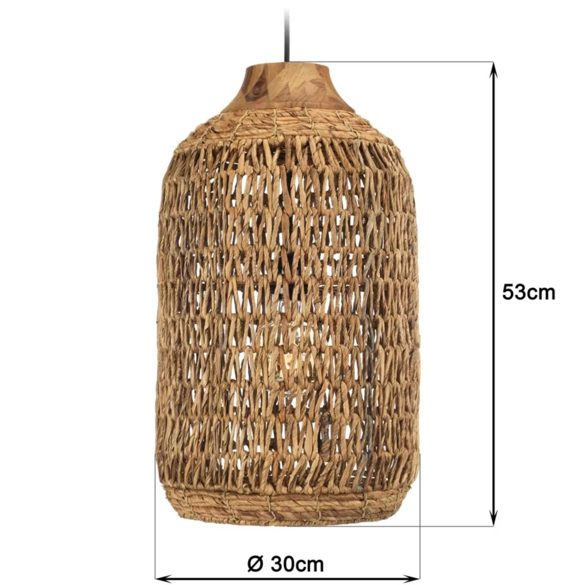 Macabane Suspension en abaca couleur naturelle et teck recyclé SIXTINE Best