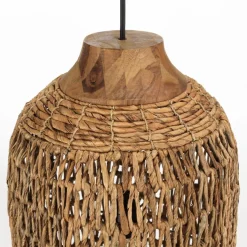 Macabane Suspension en abaca couleur naturelle et teck recyclé SIXTINE Best
