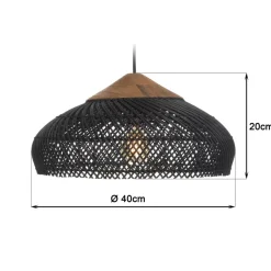 Macabane Suspension en rotin couleur noire et teck recyclé SIXTINE Best