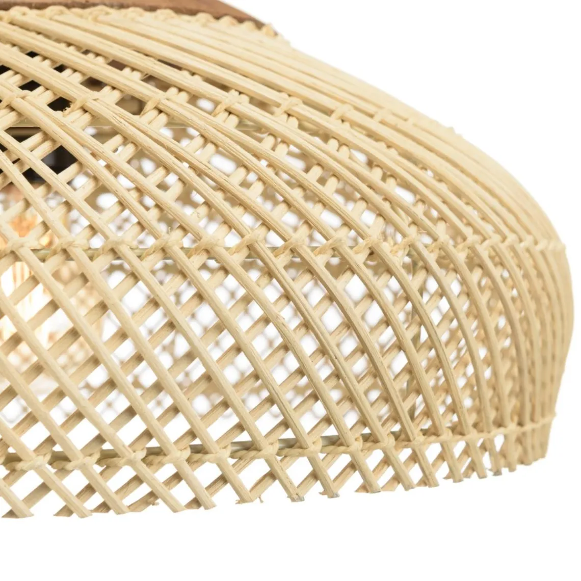 Macabane Suspension en rotin couleur naturelle et teck recyclé SIXTINE