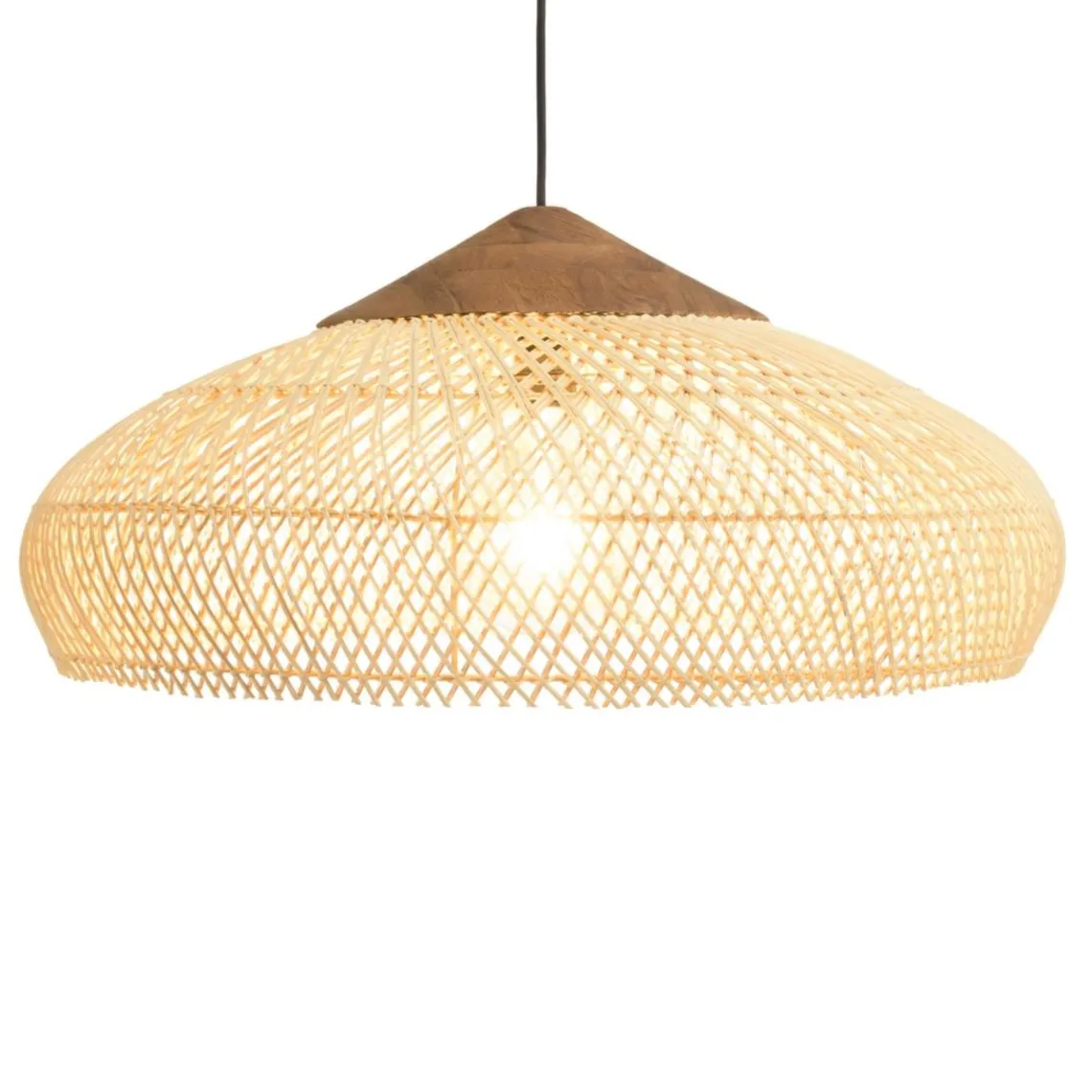 Macabane Suspension en rotin et teck recyclé SIXTINE couleur naturelle Discount