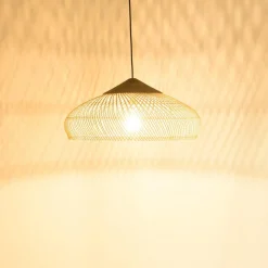 Macabane Suspension en rotin et teck recyclé SIXTINE couleur naturelle Discount