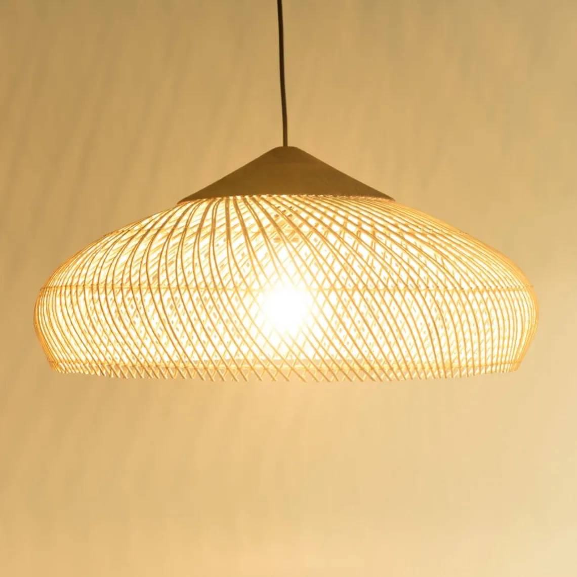 Macabane Suspension en rotin et teck recyclé SIXTINE couleur naturelle Discount